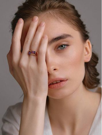 Geometric Deisgn Gold Alexandrite Ring, Ring Size: 7 / 17.5, image , picture 5