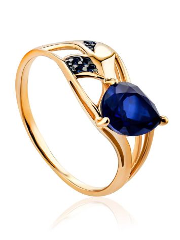 Leaf Motif Gold Sapphire Ring, Ring Size: 8.5 / 18.5, image 