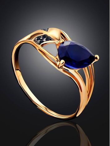 Leaf Motif Gold Sapphire Ring, Ring Size: 8.5 / 18.5, image , picture 2