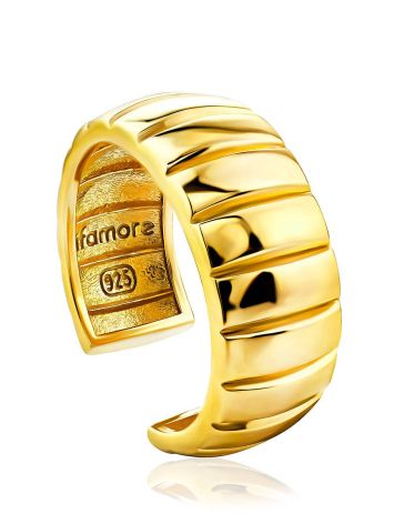 Golden Ribbed Band Ring The ICONIC, Ring Size: Adjustable, image , picture 5