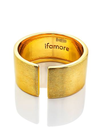 Contemporary Brush Finish Gold Plated Silver Ring The ICONIC, Ring Size: Adjustable, image , picture 5