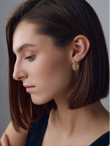 Multicolor Gilded Silver Hoop Earrings The Sparkling, image , picture 3