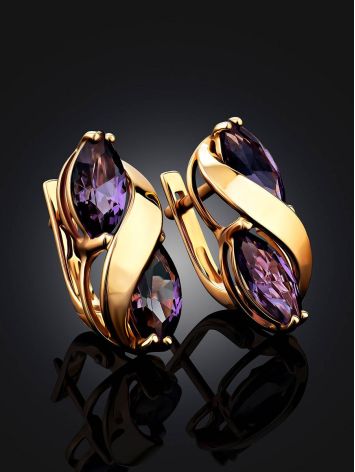 Elegant Gold Alexandrite Earrings, image , picture 2