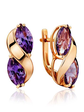 Elegant Gold Alexandrite Earrings, image 