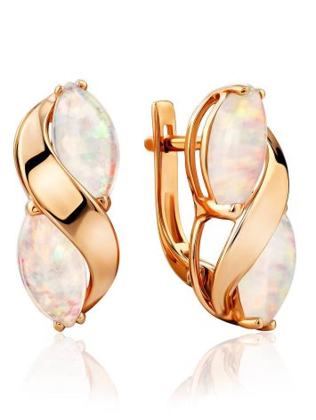 Ultra Feminine Gold Opal Earrings, image 