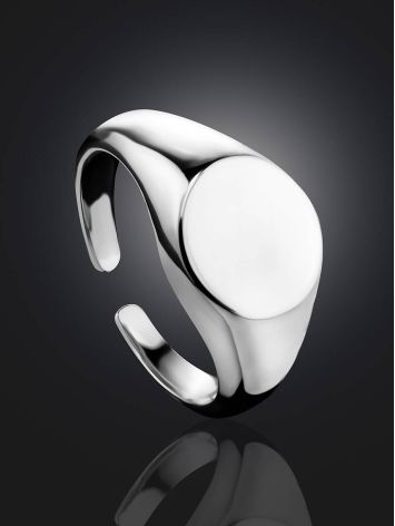 Glossy Silver Signet Ring The ICONIC, Ring Size: Adjustable, image , picture 2