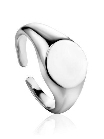 Glossy Silver Signet Ring The ICONIC, Ring Size: Adjustable, image 