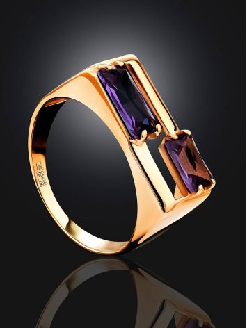 Geometric Deisgn Gold Alexandrite Ring, Ring Size: 7 / 17.5, image , picture 2