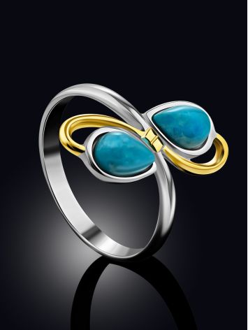 Refined Silver Turquoise Ring, Ring Size: 7 / 17.5, image , picture 2