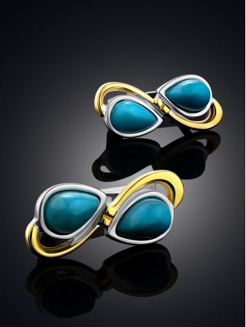 Infinity Motif Silver Turquoise Earrings, image , picture 2