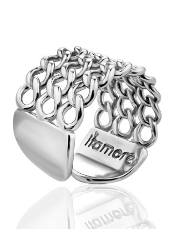 Chain Mail Motif Sterling Silver Adjustable Ring The ICONIC, Ring Size: Adjustable, image , picture 4