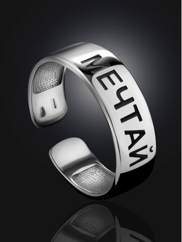 Minimalist Silver Engraved Ring, Ring Size: 6.5 / 17, image , picture 2