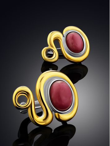 Bright Gilded Silver Rhodonite Earrings, image , picture 2
