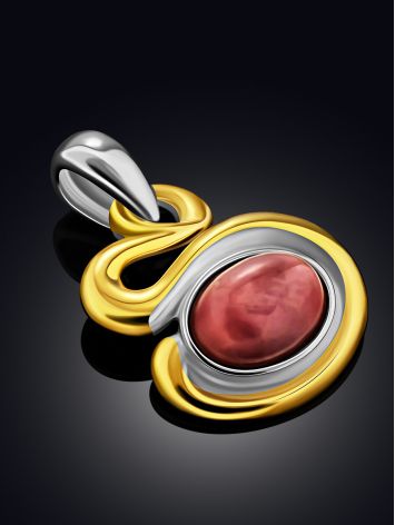 Bright Gilded Silver Rhodonite Pendant, image , picture 2