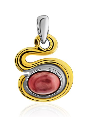 Bright Gilded Silver Rhodonite Pendant, image 