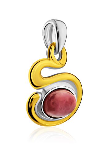 Bright Gilded Silver Rhodonite Pendant, image , picture 4