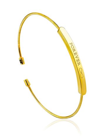 Sentimental Gilded Silver Engraved Cuff Bracelet The Silk, image 