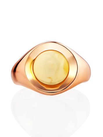 Stylish Rose Gold Plated Silver Amber Ring The Palazzo, Ring Size: Adjustable, image , picture 3