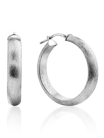 Chic Matte Silver Hoop Earrings The Silk, image 