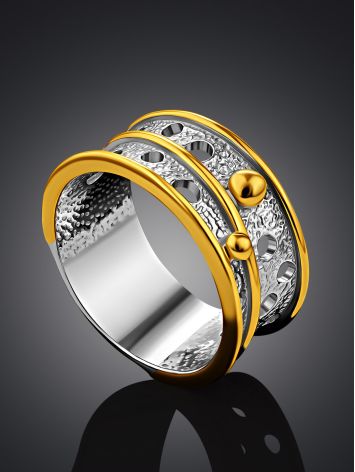 Bicolor Gilded Silver Band Ring, Ring Size: 8.5 / 18.5, image , picture 2