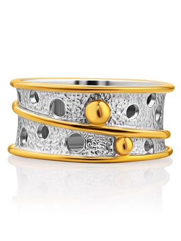 Bicolor Gilded Silver Band Ring, Ring Size: 8.5 / 18.5, image , picture 3