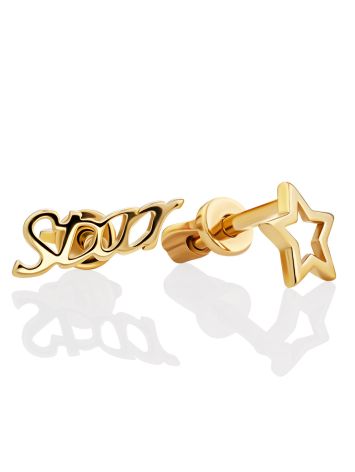 Mismatched Gilded Silver Studs "STAR", image 