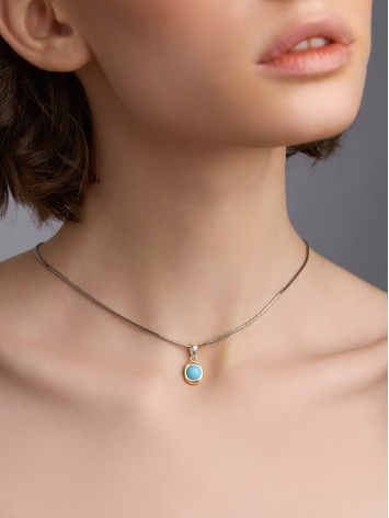 Chic Bicolor Silver Turquoise Pendant, image , picture 3