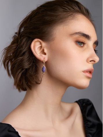 Ultra Feminine Gilded Silver Charoite Earrings, image , picture 3