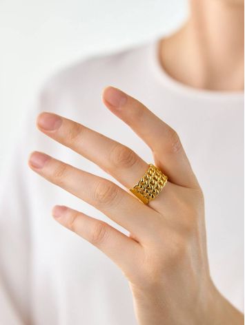 Chain Mail Motif Gilded Silver Ring The ICONIC, Ring Size: Adjustable, image , picture 4
