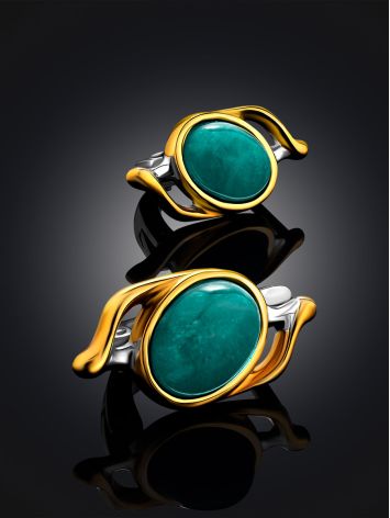 Bright Gilded Silver Amazonite Earrings, image , picture 2