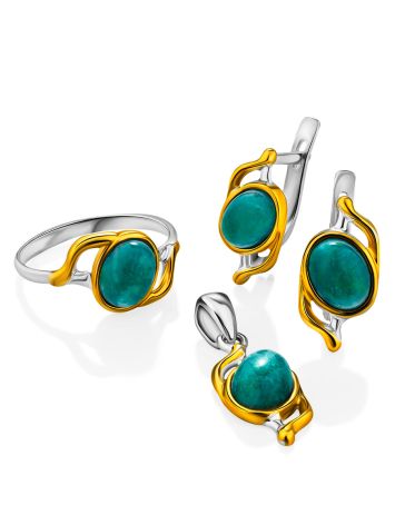 Bright Gilded Silver Amazonite Earrings, image , picture 3