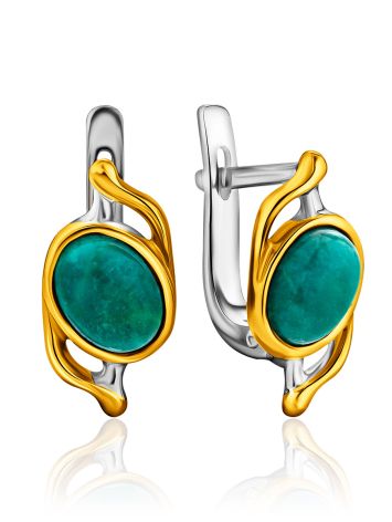 Bright Gilded Silver Amazonite Earrings, image 