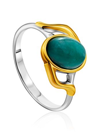 Bright Silver Amazonite Ring, Ring Size: 8 / 18, image 