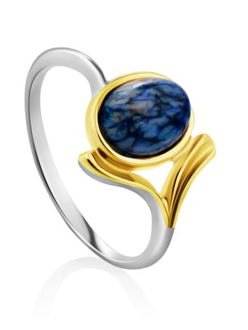 Boho Chic Style Silver Azurite Ring, Ring Size: 7 / 17.5, image 