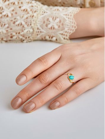 Bright Silver Amazonite Ring, Ring Size: 8 / 18, image , picture 4