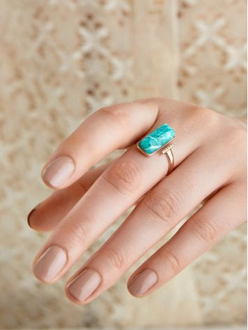 Boho Chic Style Gilded Silver Amazonite Ring, Ring Size: 7 / 17.5, image , picture 3