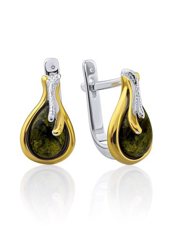 Tulip Motif Gilded Silver Serpentine Earrings, image 