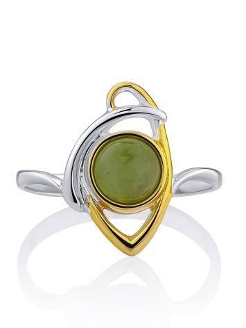 Bicolor Gilded Silver Jade Ring, Ring Size: 8 / 18, image , picture 4