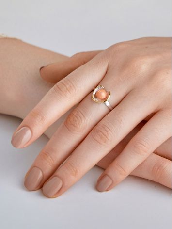 Flamboyant Design Gilded Silver Coral Ring, Ring Size: 8 / 18, image , picture 3