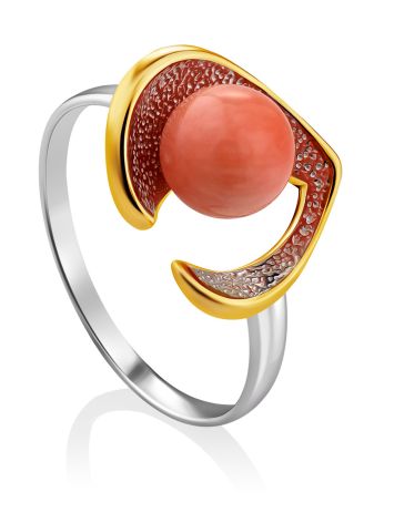 Flamboyant Design Gilded Silver Coral Ring, Ring Size: 8 / 18, image 