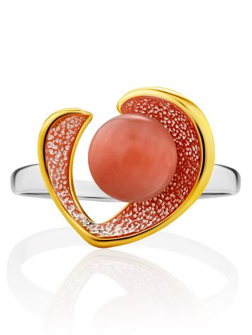 Flamboyant Design Gilded Silver Coral Ring, Ring Size: 8 / 18, image , picture 4