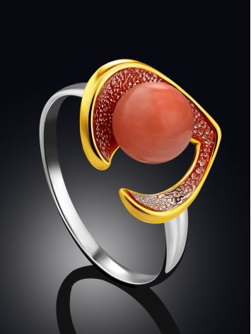 Flamboyant Design Gilded Silver Coral Ring, Ring Size: 8 / 18, image , picture 2