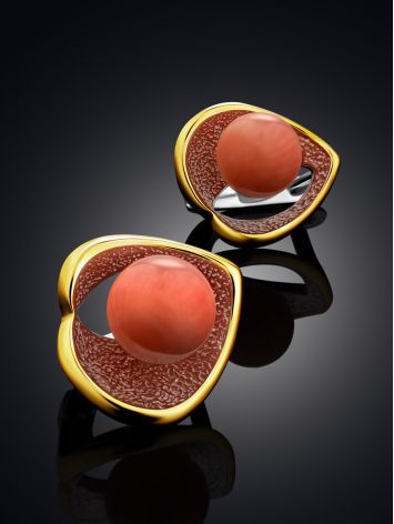 Flamboyant Design Silver Coral Earrings, image , picture 2