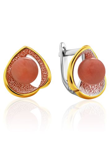 Flamboyant Design Silver Coral Earrings, image 