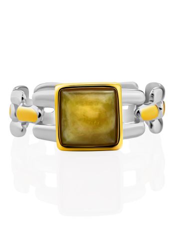 Chain Motif Silver Lizardite Ring, Ring Size: 6.5 / 17, image , picture 4