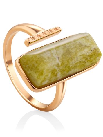 Fabulous Gilded Silver Lizardite Ring, Ring Size: 9 / 19, image 