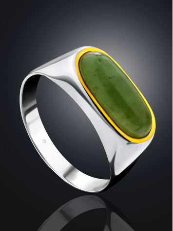 Stylish Silver Jade Ring, Ring Size: / 23, image , picture 2