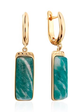 Boho Chic Style Gilded Silver Amazonite Earrings, image 