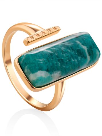 Boho Chic Style Gilded Silver Amazonite Ring, Ring Size: 7 / 17.5, image 