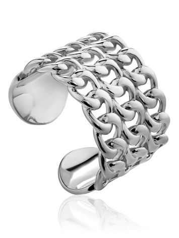 Chain Mail Motif Sterling Silver Adjustable Ring The ICONIC, Ring Size: Adjustable, image 